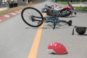 Drunk driving crashes , Accident car crash with bicycle on road